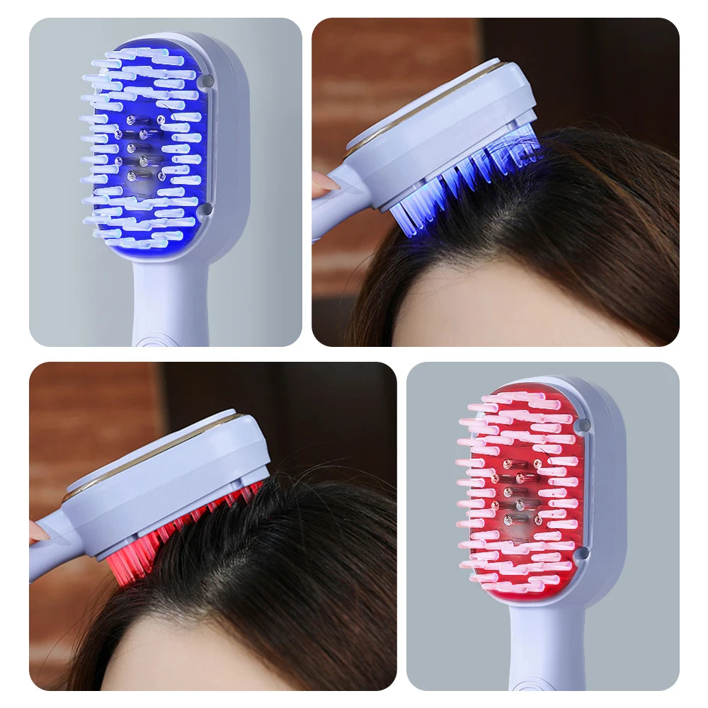 Peigne de massage à lumière bleue et rouge contre la chute des cheveux