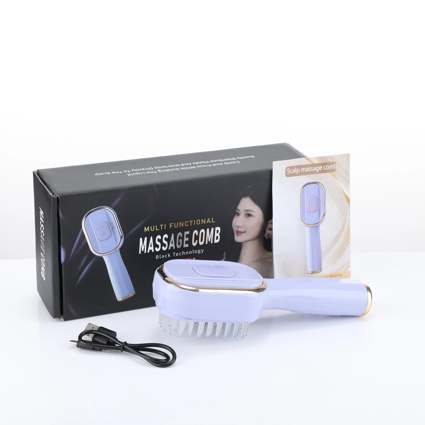 Peigne de massage à lumière bleue et rouge contre la chute des cheveux